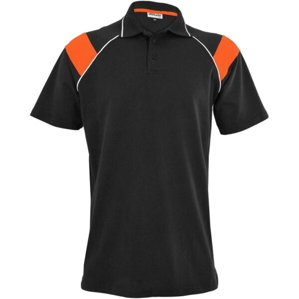 Mens Score Golf Shirt - Black Orange