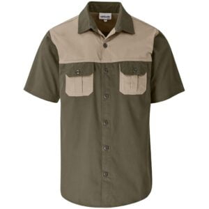 Mens Short Sleeve Serengeti 2-Tone Bush Shirt